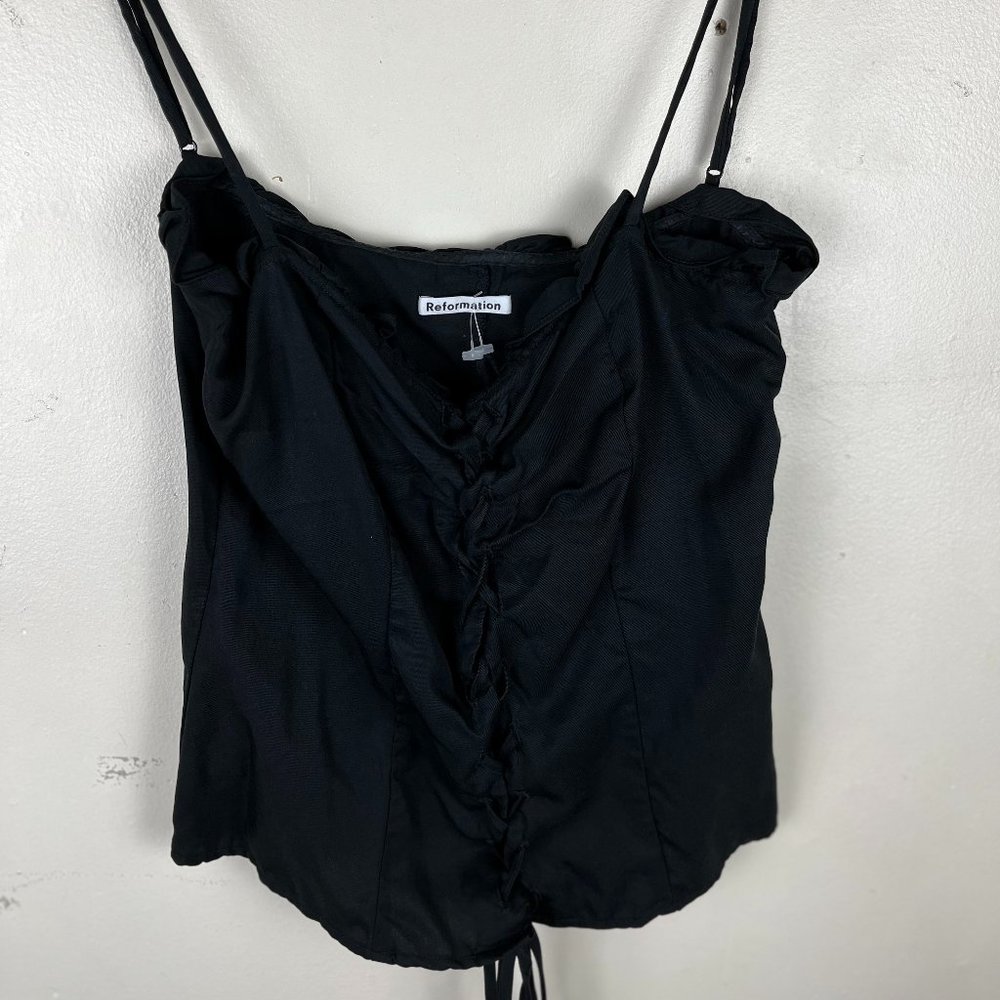 Reformation Black Lace Up Tank Top